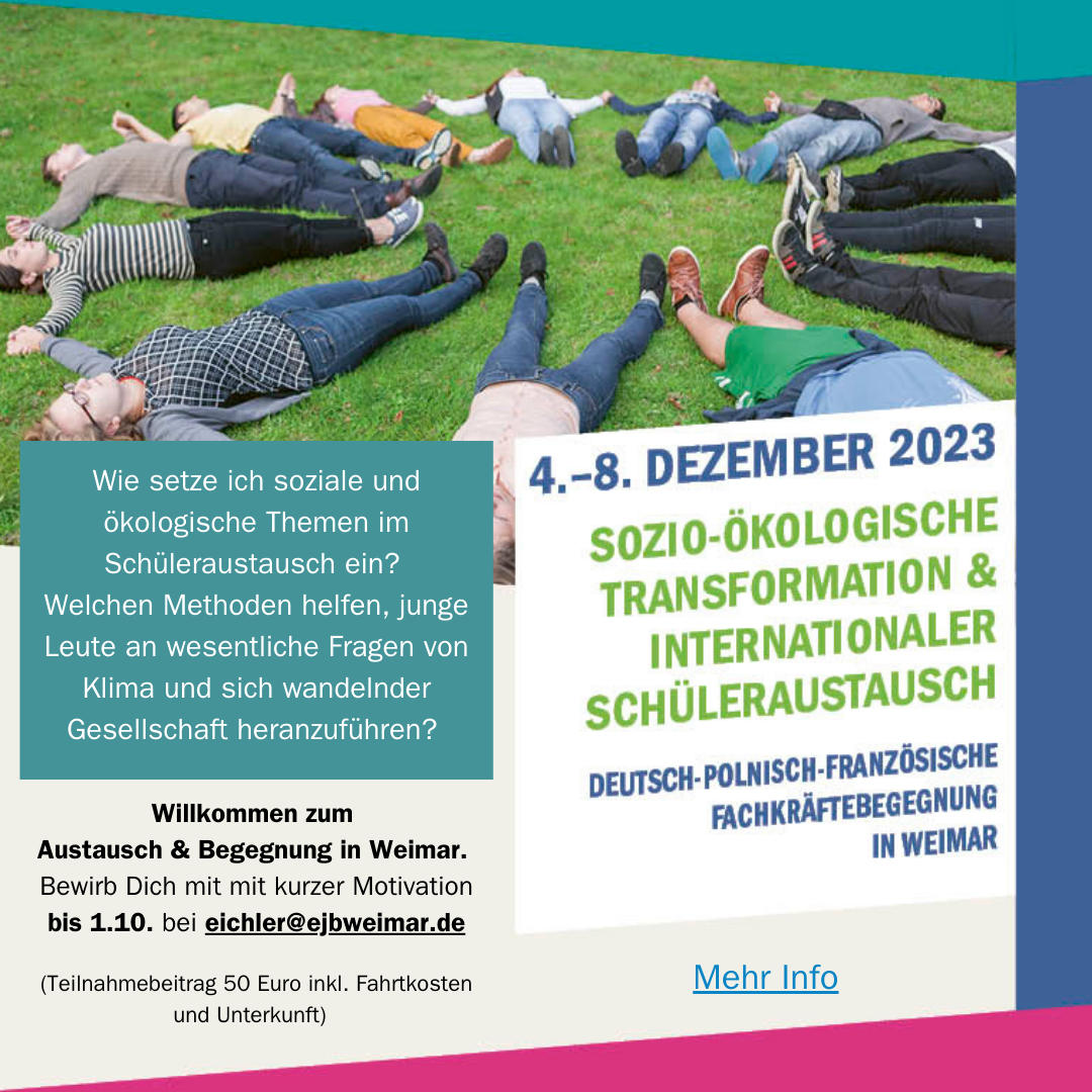 Bewirb Dich jetzt für die Teilnahme an der trinationalen Fortbildung in Weimar! 